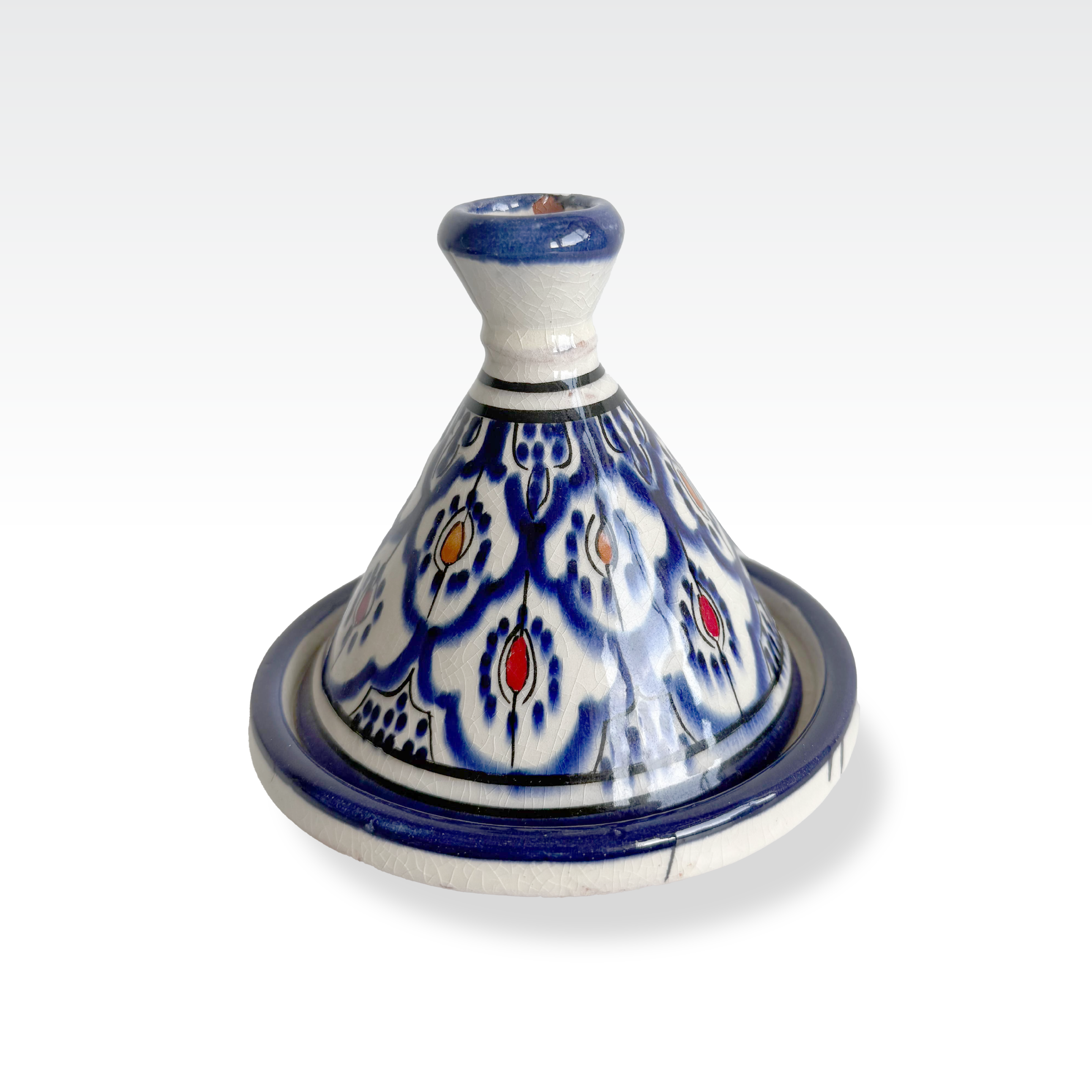 Tajine Design Blue with Red and Orange Dots