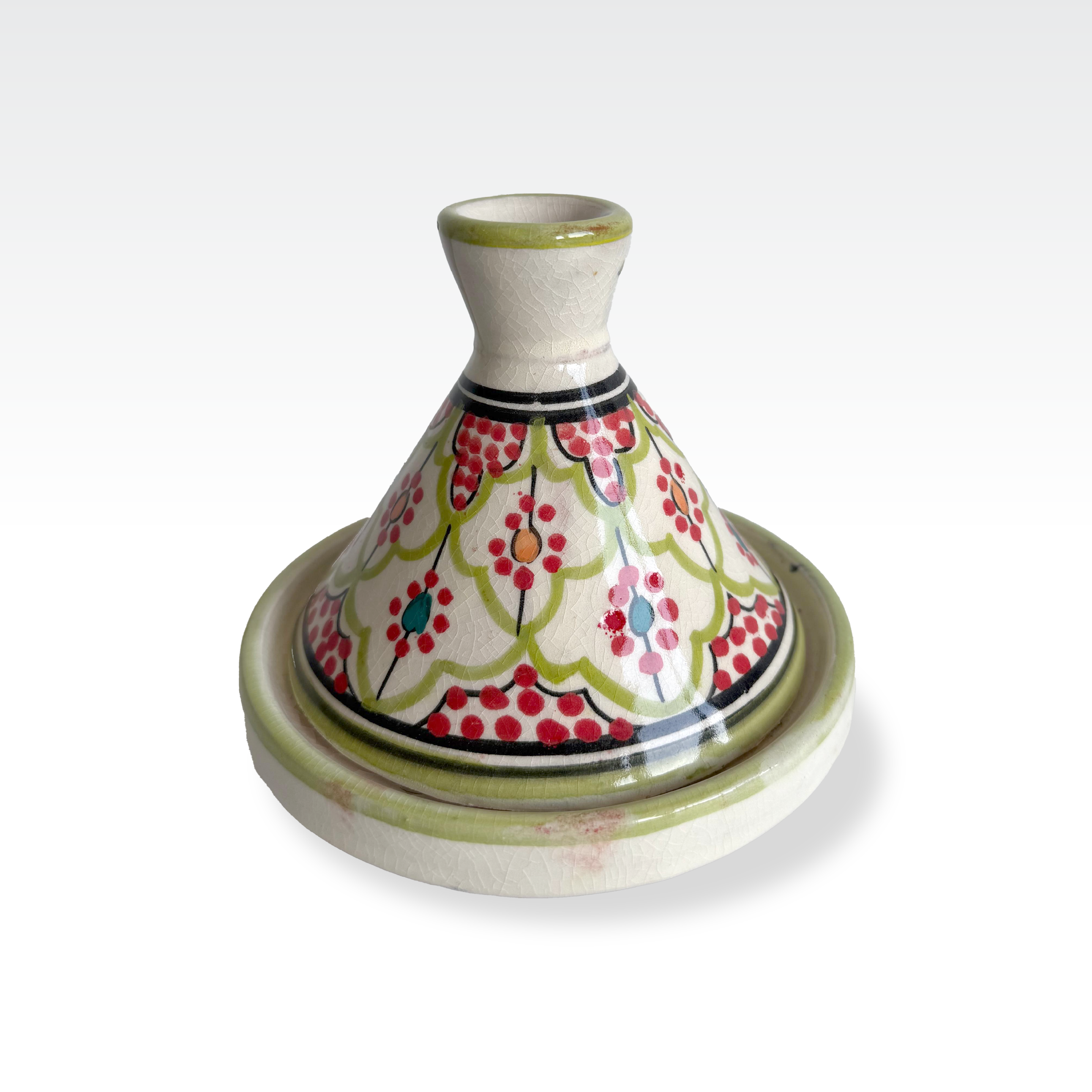Tajine Design Green with Red Dots