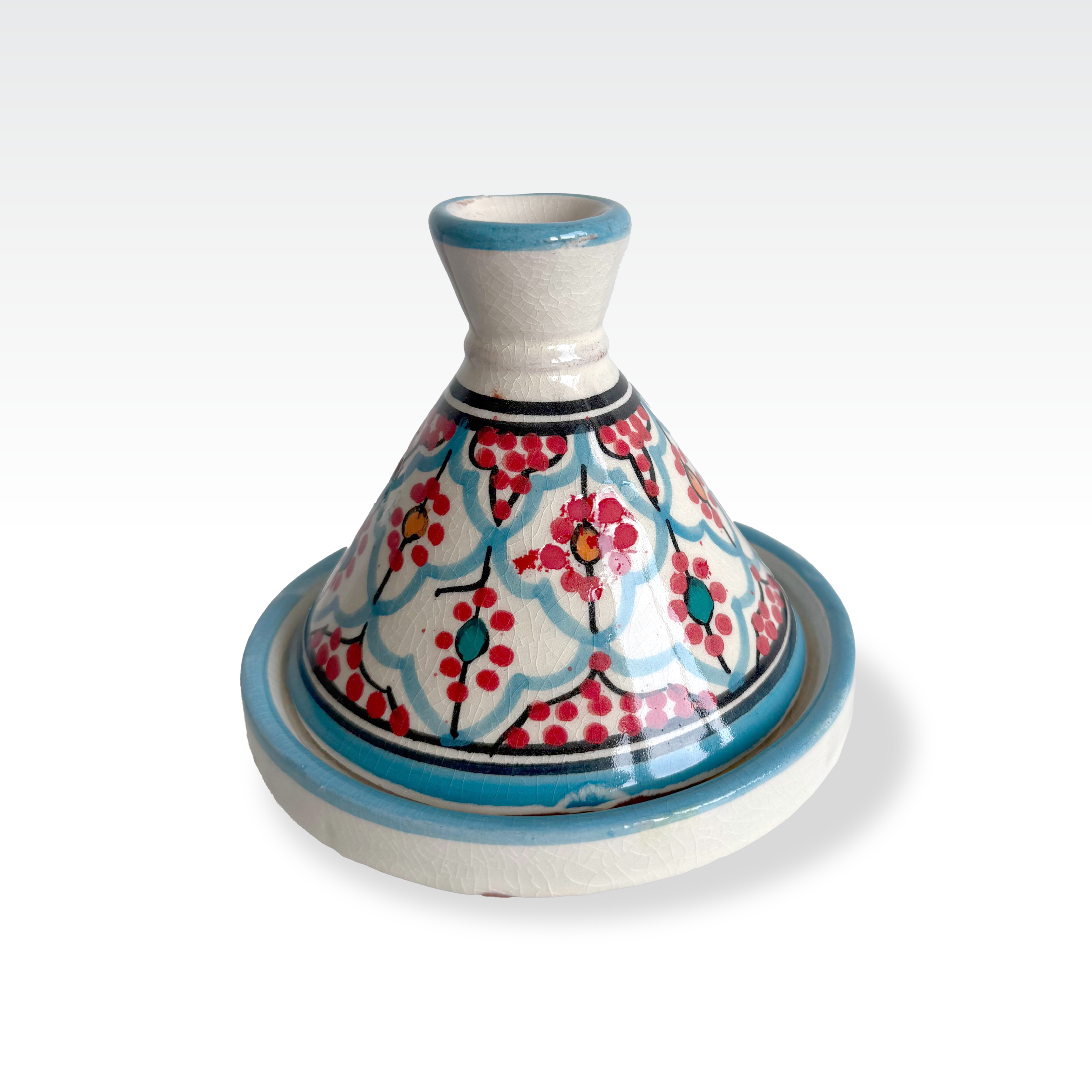 Tajine Design Light Blue with Red Dots